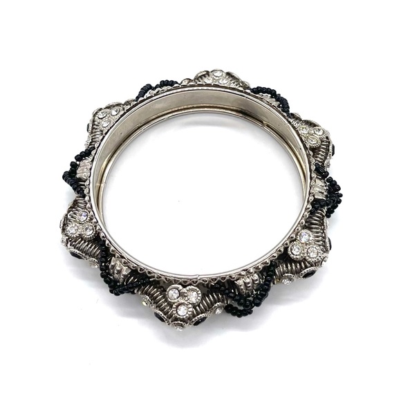 Art Deco Bangle w/ Rhinestones & Crystals - Picture 3 of 3